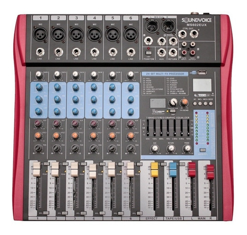 Mesa De Som Analógica Soundvoice Ms602 Eux Interface Usb Pro