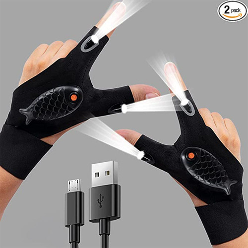 1 Par De Guantes De Linterna Led Al Aire Libre Usb Regalos P