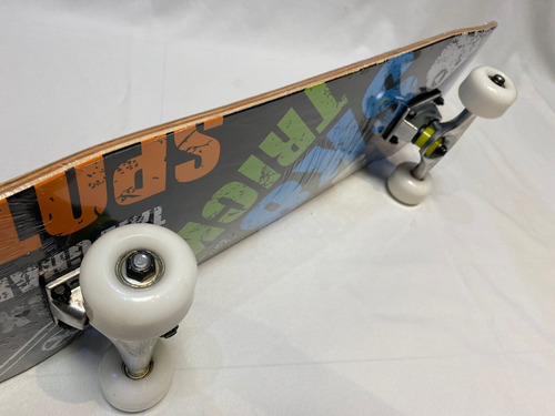 Skate Profesional Doble Cola Patineta Sk8 Y Casco Blanco Plata