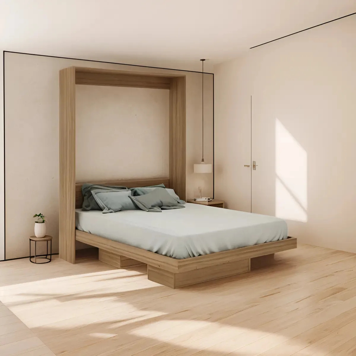 Cama Abatible 2 Plazas Vertical Matrimonial Rebatibles Teca Vertical