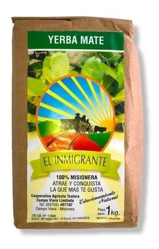 Yerba Mate El Inmigrante 1 Kg. Pack X 10