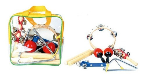 Set Percusión Infantil Parquer Tz6a Maracas Pandeiro