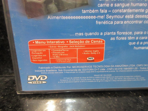 Dvd - A Pequena Loja Dos Horrores - Jack Nicholson - Lacrado