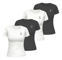 Comprar 4x Remeras Deportivas Básicas Femenina Blusa Entrenamiento