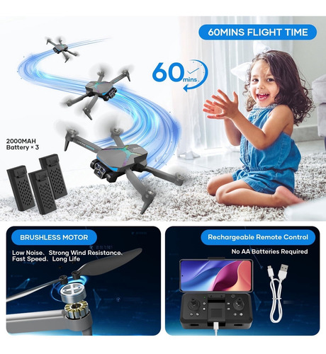 Dron Fpv 1080p Con Cámara Para Adultos Y Niños Plata/gris