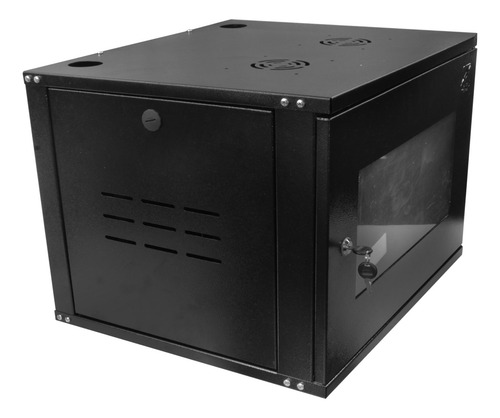 Mini Rack 8ux57cm 19'' P/ Servidor Parede Cftv Preto + Chave