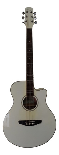 Outlet Guitarra Acustica Blanca Parquer Con Corte (Reacondicionado)