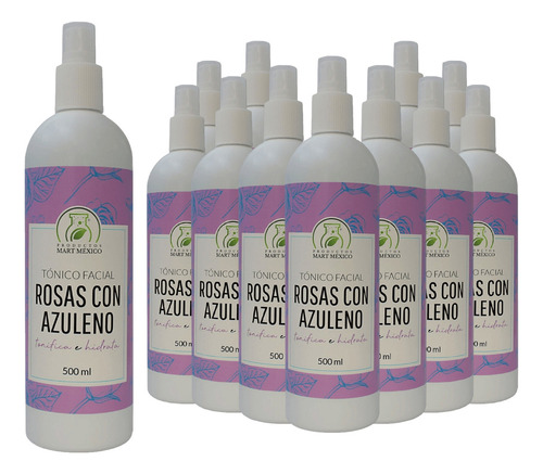 Tónico Facial De Rosas Con Azuleno (500ml) 12 Pack Momento De Aplicación Día/noche Tipo De Piel Todo Tipo De Piel