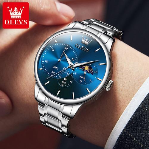 Reloj De Cuarzo Luminoso De Lujo Olevs Moon Phase