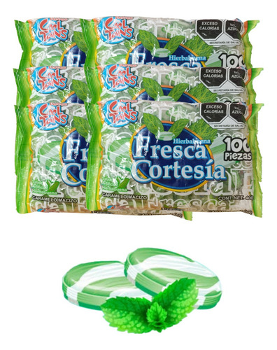 Caramelo Hierbabuena Macizo 2400pz Fresca Cortesía Cool Toon