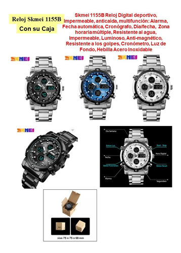 Reloj Skmei 1155b Metal Acero Inoxidable Contra Agua 50m