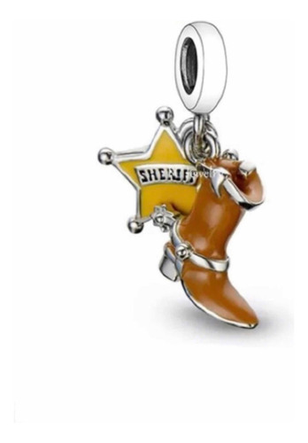 Dije Bota Y Estrella De Sheriff Woody Toy Story Plata S925