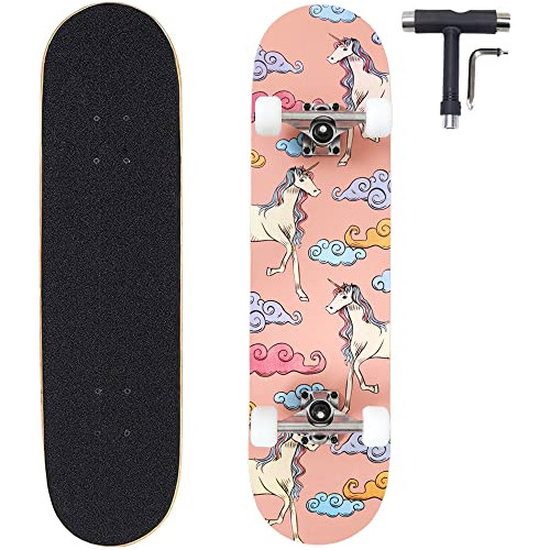 Annee 31x8 Inch Skateboard Complete For Beginners,7 Layer Ma