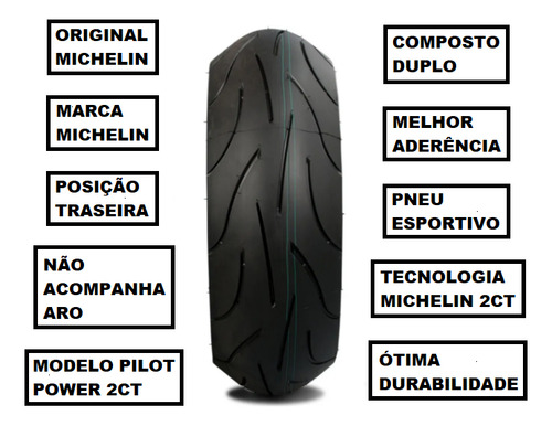 Pneu Michelin Tras. 190/55-17 Pilot Power 2 Ct Gsx - S 750