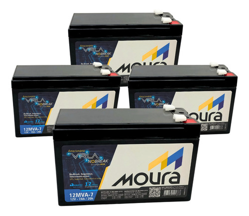 Kit 4 Bateria 12v/7ah Do Nobreak Intelbras Snb 2000 Va 1400w
