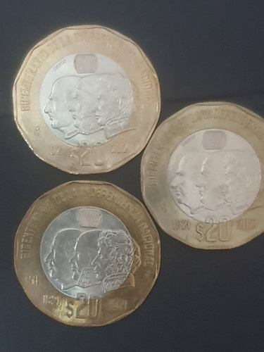 3 Monedas De 20 Pesos Del Bicentenario De La Independencia