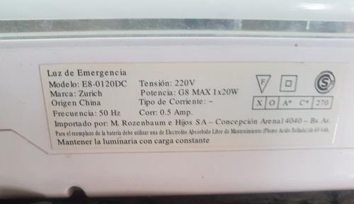 Luz De Emergencia  Tubo Fluorescente ,bateria Media Carga