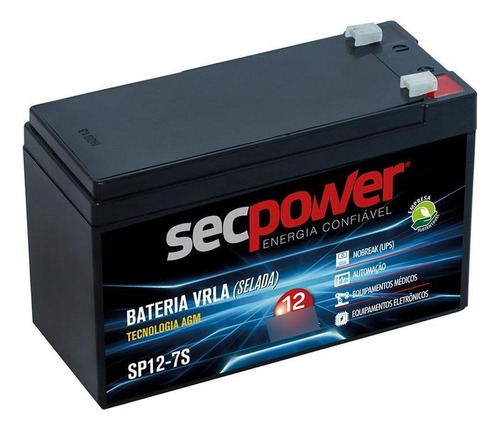 Bateria SecPower Selada 12v 7ah Vrla Agm - Nobreak, Alarme