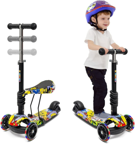 Patinete Infantil Con Asiento Extraíble Kick Scooter Para Ni