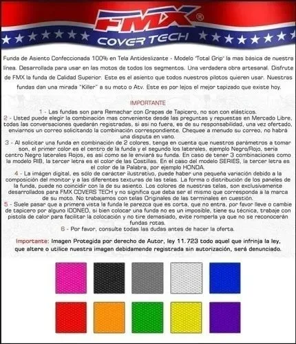 Funda Asiento Gilera Vc 70 Modelo Hf Fmx Covers Tech