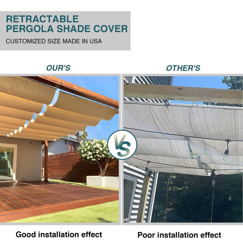 Ecoopts Toldo Retráctil Ondulado De 7 X 12 Pies Para Pérgola Marrón
