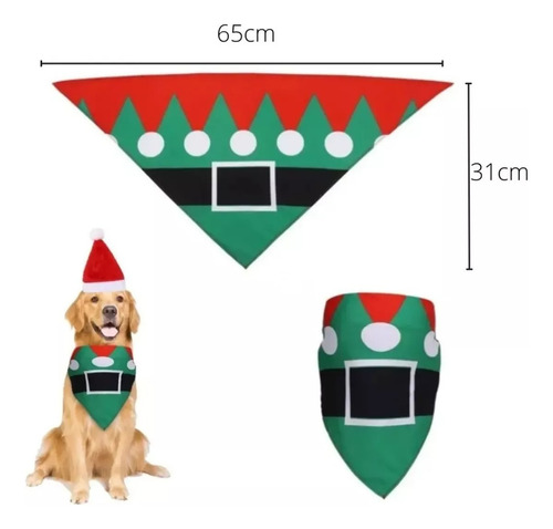 Pañuelo Elfo Navidad Para Mascotas Pechera Disfraz