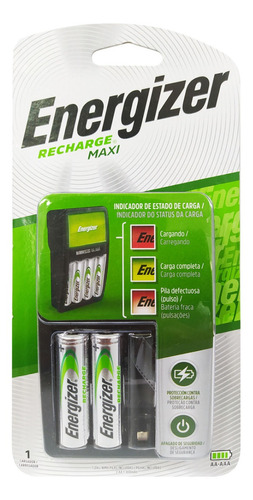 Cargador Energizer Maxi Para Pilas Aa Y Aaa, Con 2 Pilas Aa