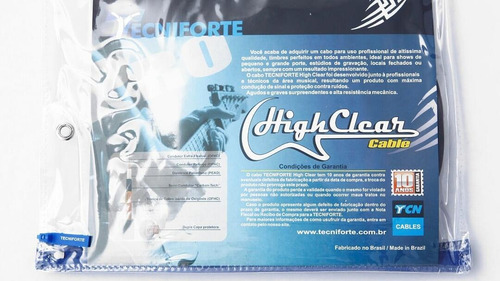 Cabo Tecniforte High Clear Para Guitarra, Baixo E Violão