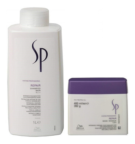 Shampoo 1000ml + Mascarilla Wella Sp Repair Profesional