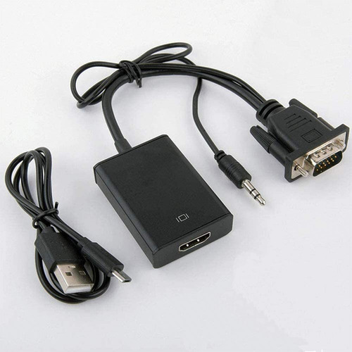 Imagen 8 de 8 de Adaptador Vga A Hdmi 1080p Con Cable De Carga + Audio