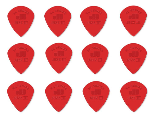 Pack X 12 Puas Jim Dunlop 47rxln Jazz Iii Xl Nylon Color Rojo Tamaño Pesado