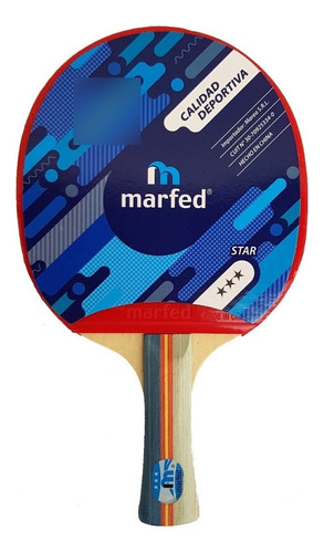 Paleta de ping pong Marfed 3 Estrellas roja y negra