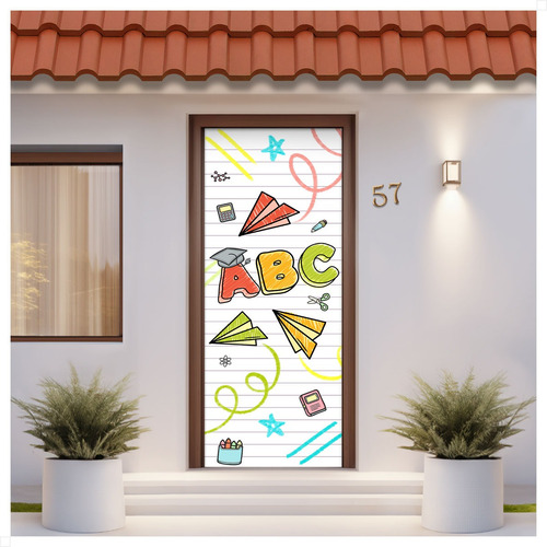 Decoração Para Porta Festa Tecido Com Elástico 0,85x2,10m Cor ABC - ANV-2902