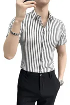 Comprar Camisas De Vestir De Rayas A Cuadros Manga Corta Para Hombre