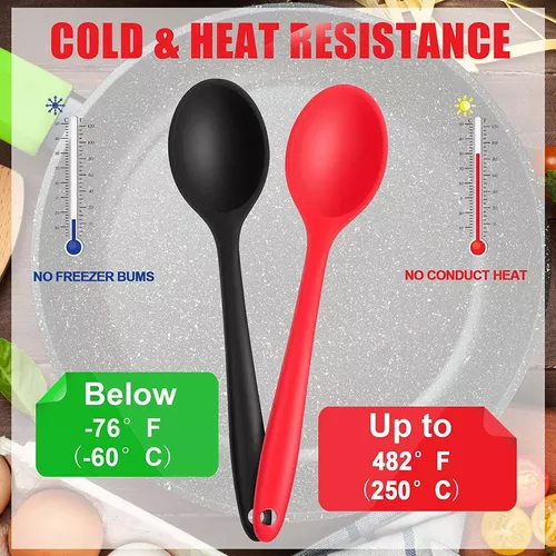 2 cucharas de cocina de silicona, cuchara de servir resistente al calor de  28 cm para mezclar y coci JM