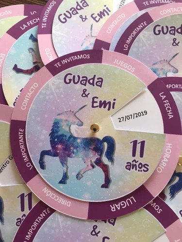 Tarjetas Invitaciones Giratorias Cumpleaños E Infantiles