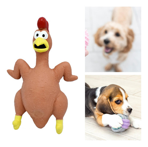 Pollo De Goma Con Sonido, Novedad, Divertido Juego Marrón