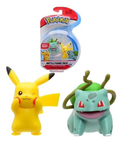 Imagen 1 de 3 de Set Figuras Pokémon Pikachu Y Bulbasaur Original Envíogratis