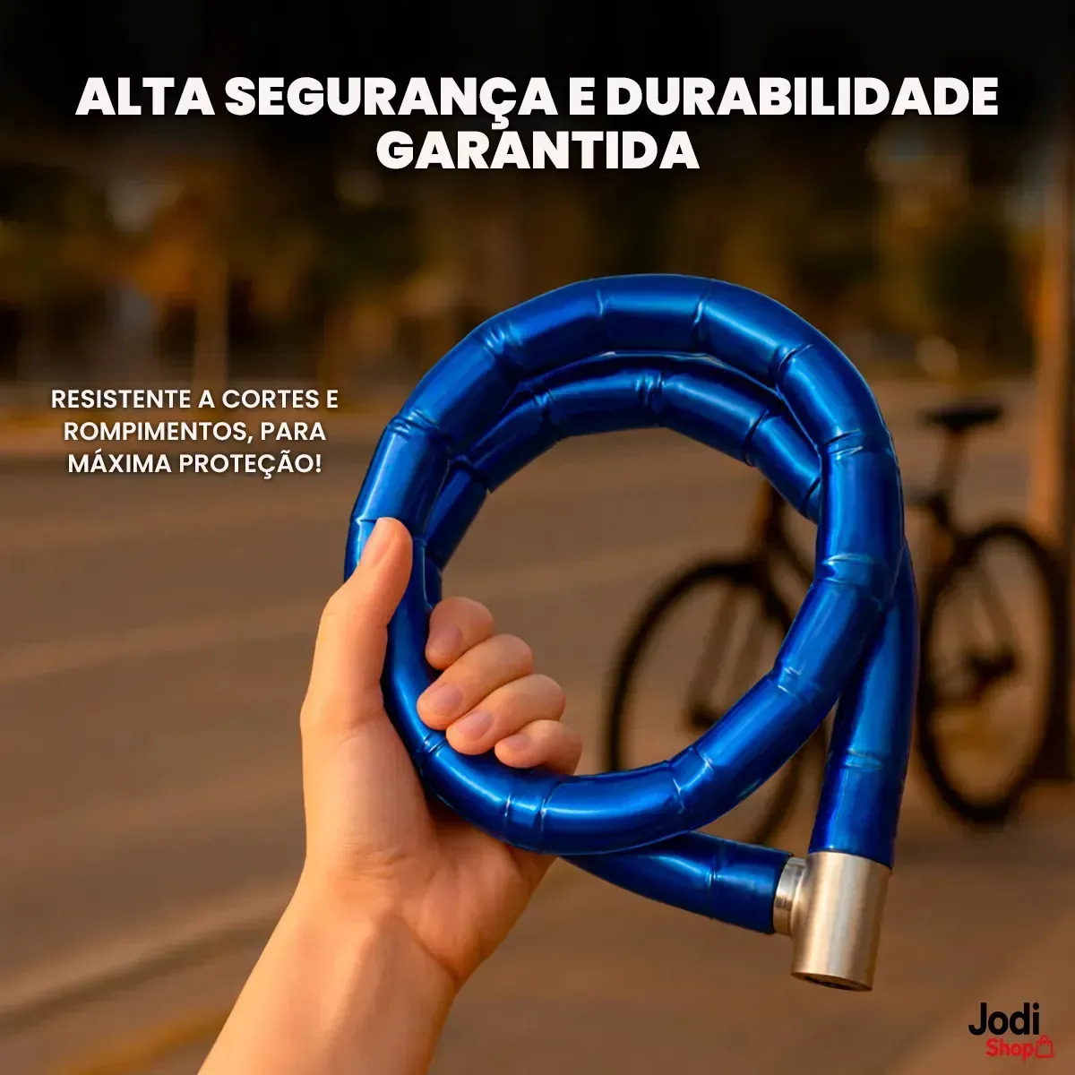 Cadeado De Moto Corrente Reforçada De Aço Inoxidável Com 2 Chaves Tetra Antifurto Azul