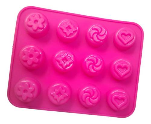 *molde Silicon 12 Botones Flores Corazones Jabon Choco Dulce