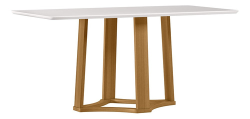 Mesa Jantar Retangulo 170cm Tampo Mdf Vidro Trevisan Ypê/off