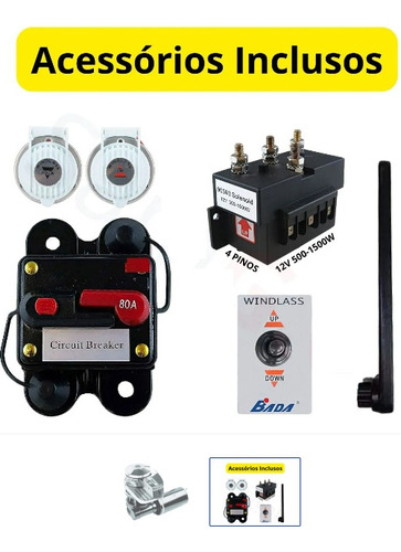 Guincho Elétrico Bada 12v Horizontal 1000w Corrente 8mm