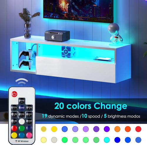 Soporte Flotante Para Tv Con Luz Led, Consola Multimedia De