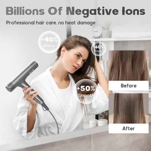 Beautural Secador De Pelo, Secadora De Pelo Plegable De Alta
