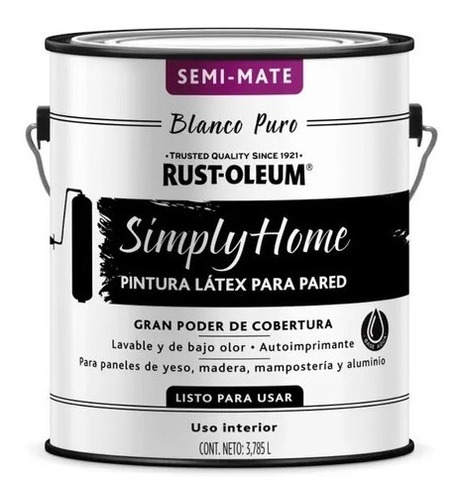 Látex Simply Home Rust Oleum Blanco Lino Semimate 3,785 Lts