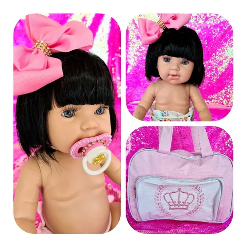 Boneca Tipo Reborn Bebê Realista+ Kit Acessórios 14 Ítens - USA