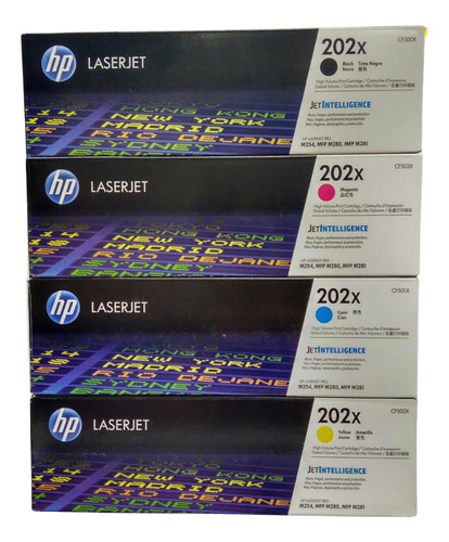 Paq 4 Pzas Toner Original Hp 202x Cyan Magenta Yellow Negro