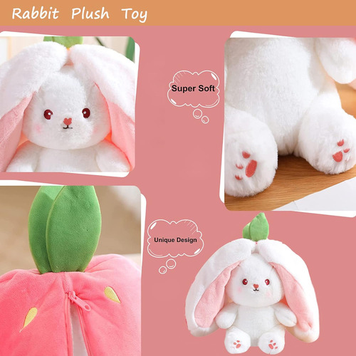 Conejo De Peluche De Zanahoria/ Fresa De Reversible 2pcs