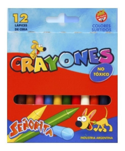 Crayones Señorita Ceras Sta X 12 Colores Surtidos Escolar