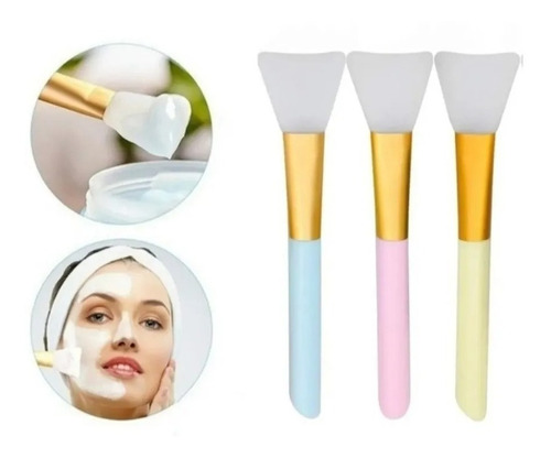  3 Brocha Aplicador De Mascarilla Facial De Silicona Colores